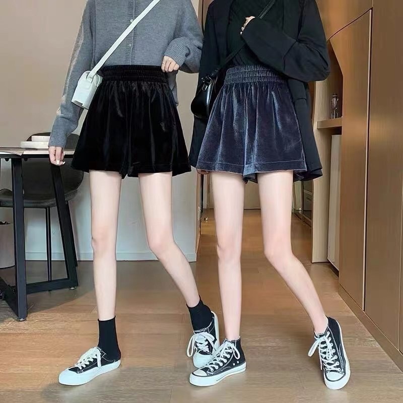 MS395 Quần short nhung nữ cạp chun