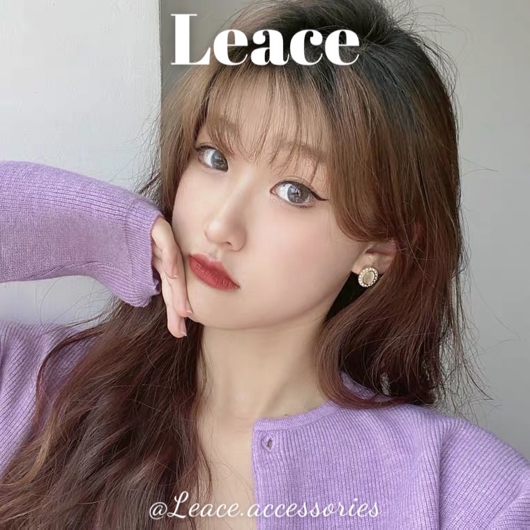 Bông tai khuyên tai hình oval đính xà cừ phong cách thời trang Hàn Quốc ER025 Leace.accessories