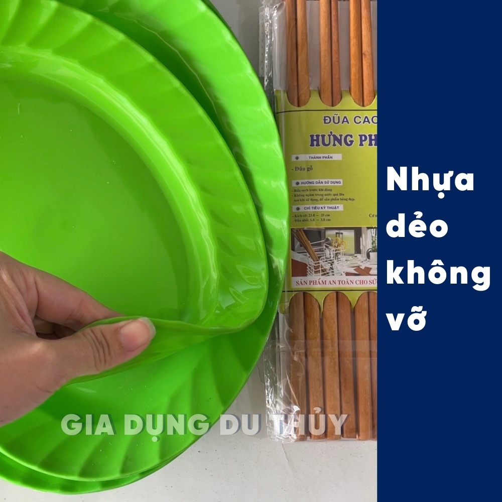 Dĩa nhựa oval màu xanh lá nhựa dẻo không vỡ giá rẻ dùng đựng bánh xèo, đựng rau - DĨA NHỰA OVAL HỘT XOÀI XANH VĨNH PHÁT