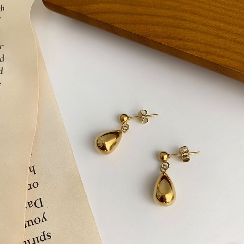 Bông Tai Tòn Ten Giọt Nước Titan Ko Đen TT 3752