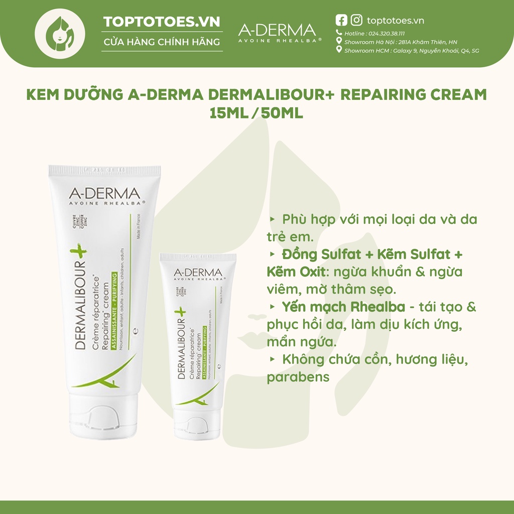 Kem làm dịu và phục hồi A-DERMA DERMALIBOUR+ Repairing Cream 15ml/ 50ml [NHẬP KHẨU CHÍNH HÃNG 100%]