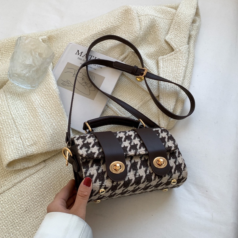 Túi đeo chéo có khóa kéo chống trộm họa tiết caro thời trang cho bé