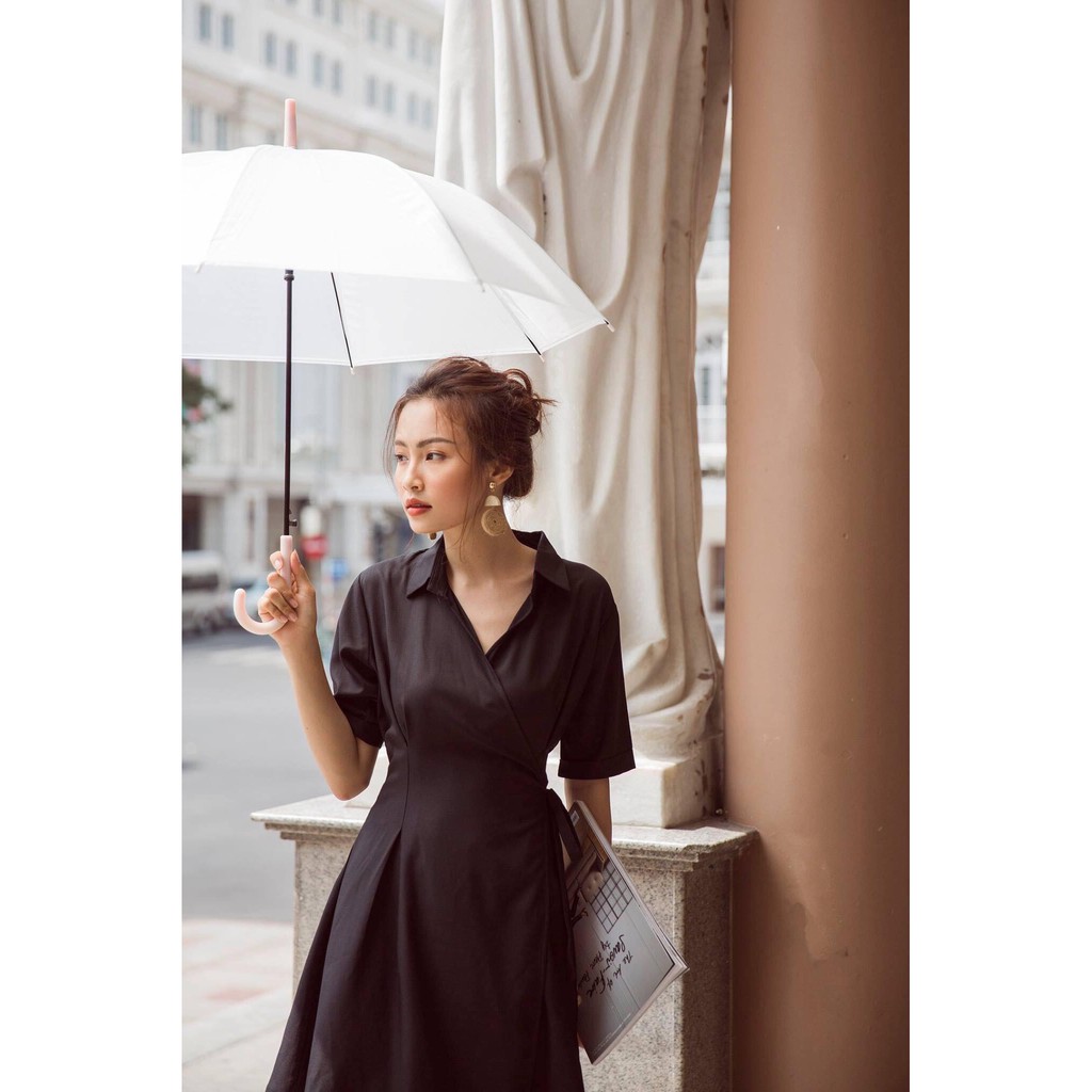 Váy xoè vạt chéo thắt nơ eo hàng TK - D352