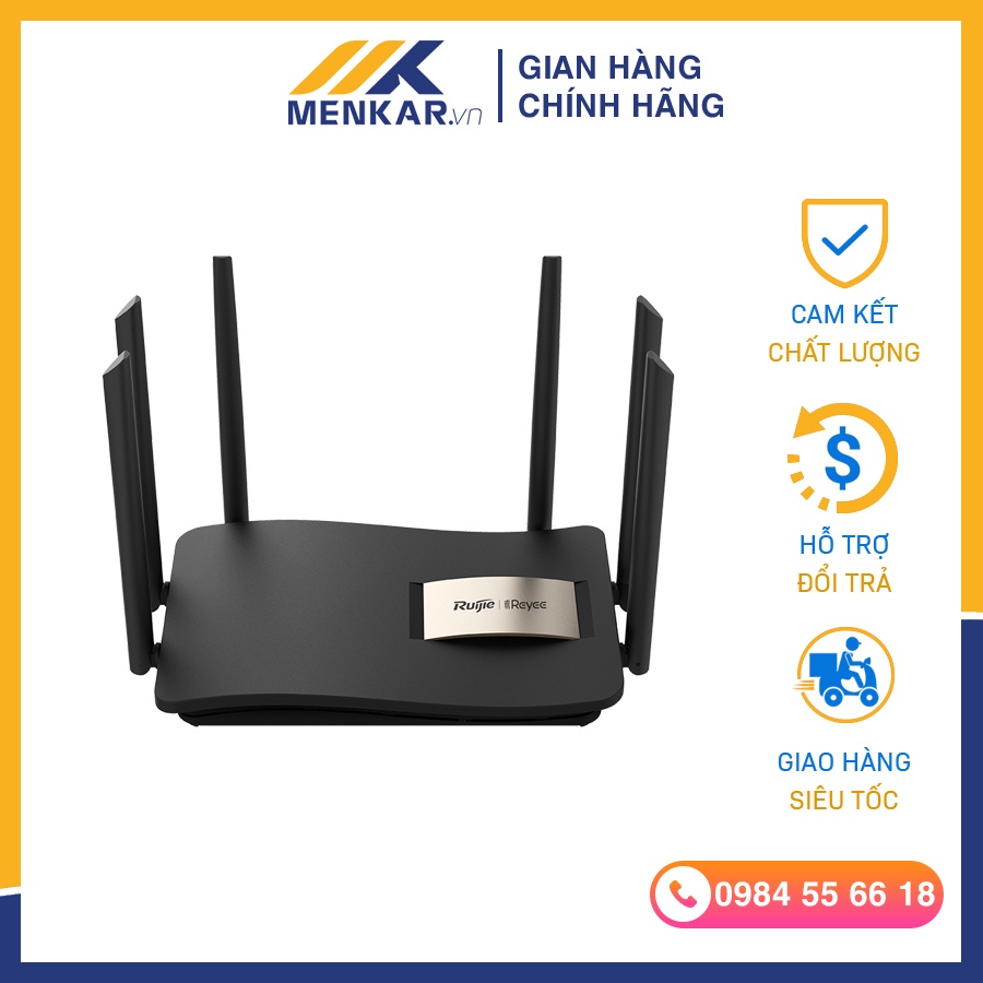 Router Wifi cho gia đình RUIJIE RG-EW1200G Pro, bộ phát Wifi 6 Râu Tốc độ lên đến 1267Mbps, Bảo hành chính hãng