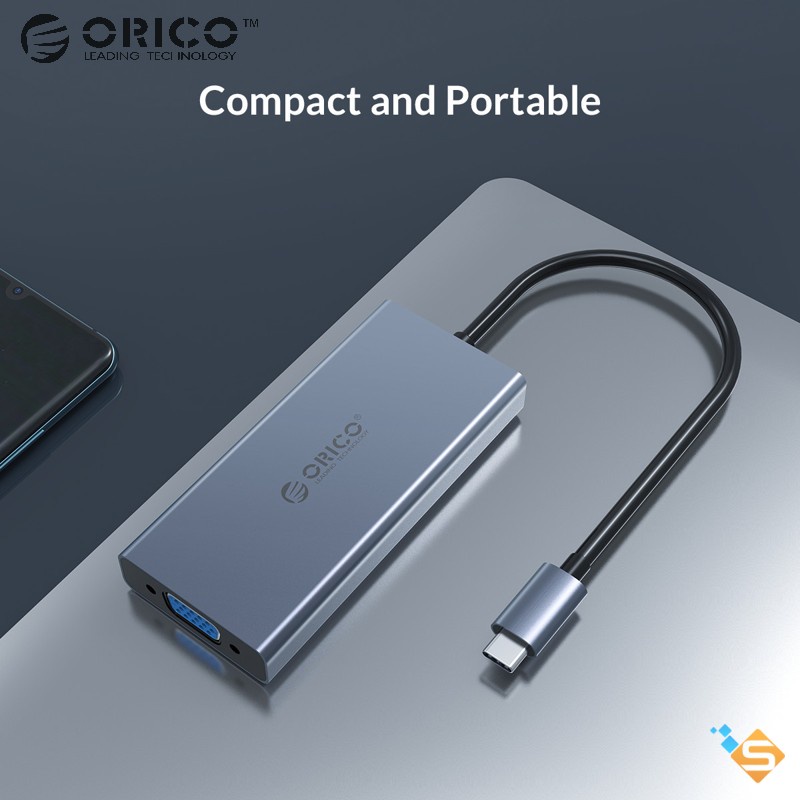 Bộ Chia Hub ORICO 5 Trong 1 Type-C Sang HDMI+USB3.0+VGA+AUDIO+PD 100W Tiện Dụng Cho Macbook Laptop PC - BH 1 Năm