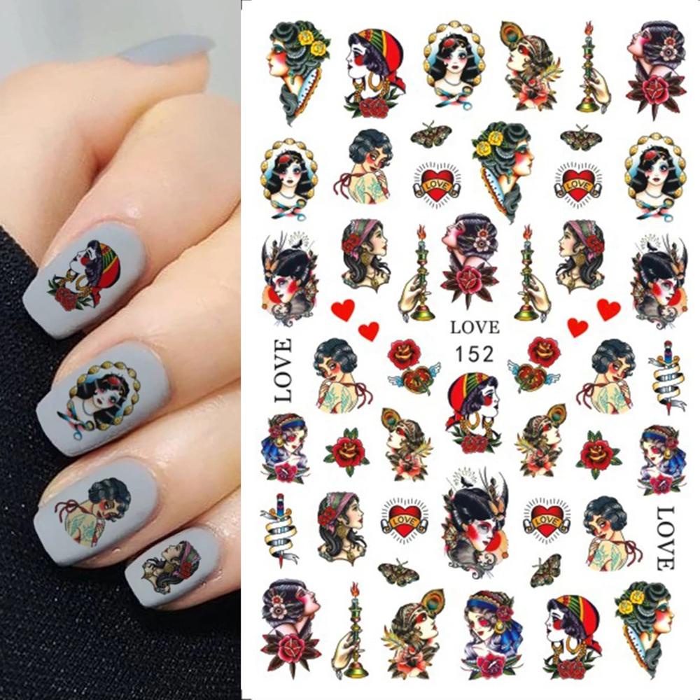 NIUYOU Sticker Dán Móng Phong Cách Gothic