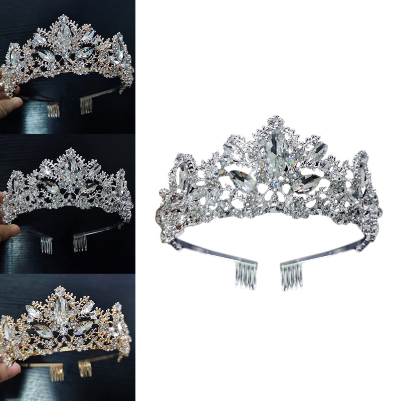 Vương Miện Cài Tóc Đính Pha Lê Nhân Tạo Dành Cho Cô Dâu