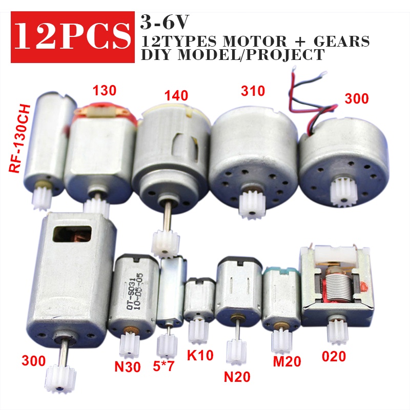 Set 12 động cơ DC 3V 6V Mini 130 ☆Shuixudenise