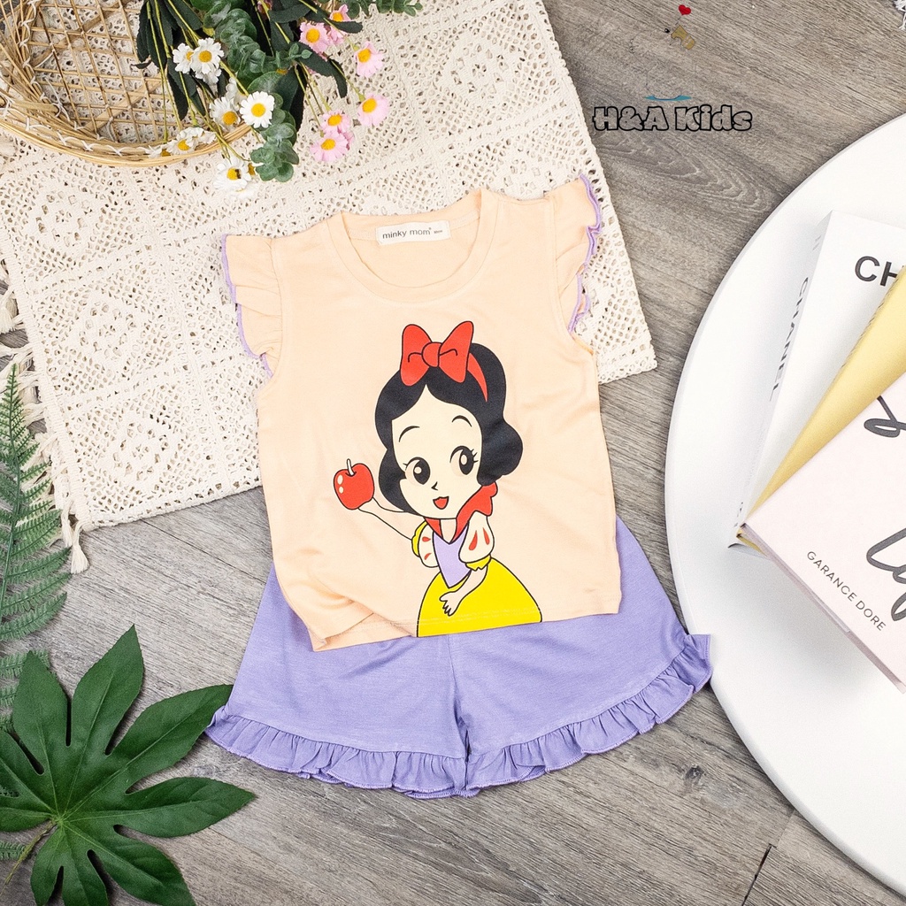 [Bé 20-32kg] Bộ Ngắn tay cánh tiên quần bèo thun lạnh in hình dành riêng cho bé gái xinh yêu từ 20-32kg