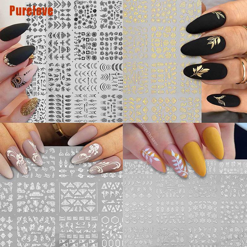 Miếng Dán Trang Trí Móng Tay 3D Họa Tiết Hoa Lá Xinh Xắn