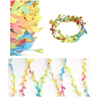 1 m Dây Vải màu cầu vồng Ribbon Hình Chuỗi Lá làm vòng hoa đội đầu