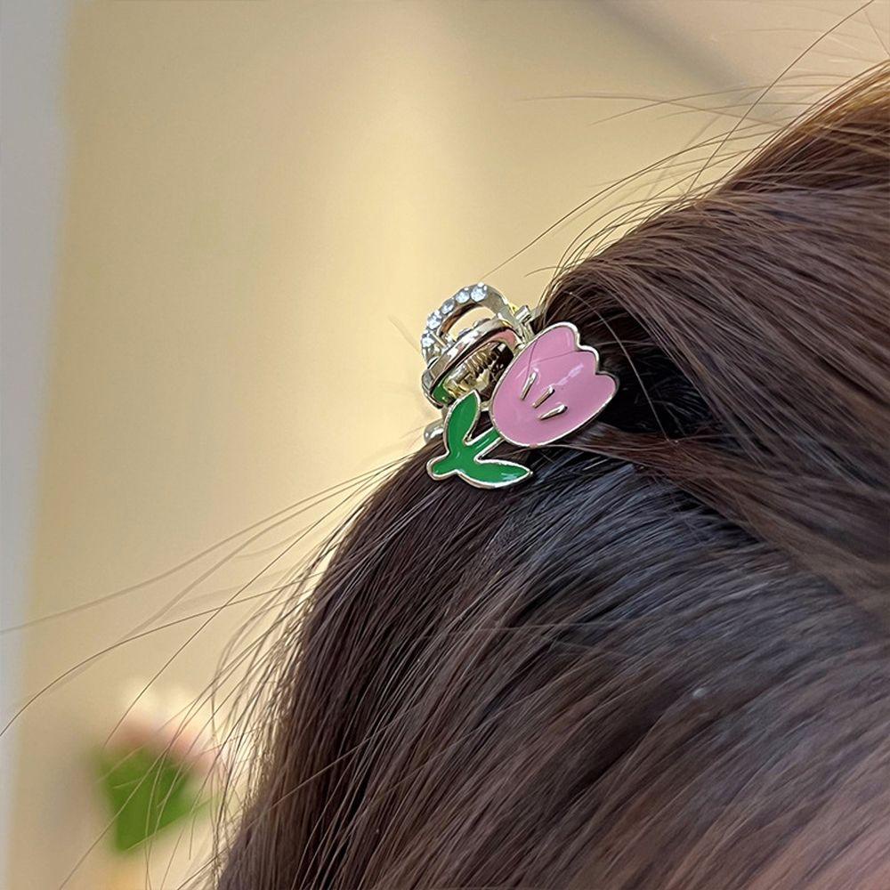 Kẹp Càng Cua Mini Bằng Kim Loại Hình Hoa Tulip Dễ Thương Cho Nữ