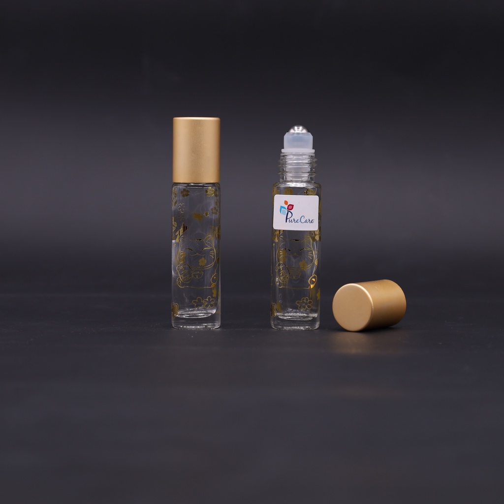 2023  Chai Bi lăn 10ml Hình Mèo THẦN TÀI Nhật Bản cao cấp Màu Vàng Bạc chiết nước hoa tinh dầu