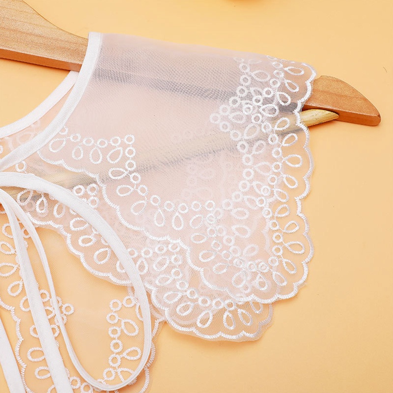 Khăn Choàng Cổ Hai Lớp Phối Ren Thắt Nơ Có Thể Tháo Rời Cho Nữ