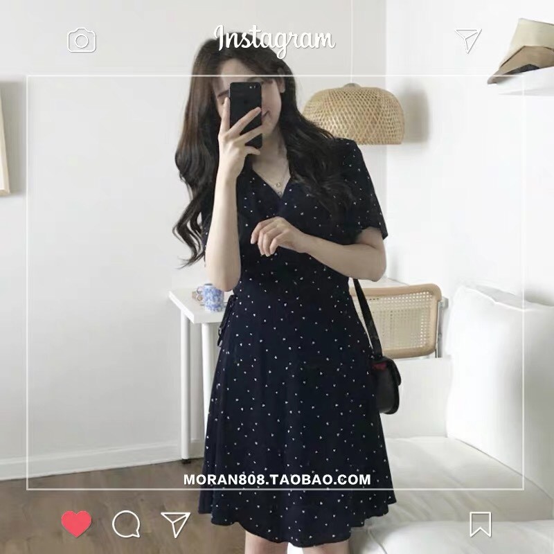 Đầm xòe ulzzang họa tiết chấm bi tay ngắn Hàn Quốc V09 - Peyy Clothing