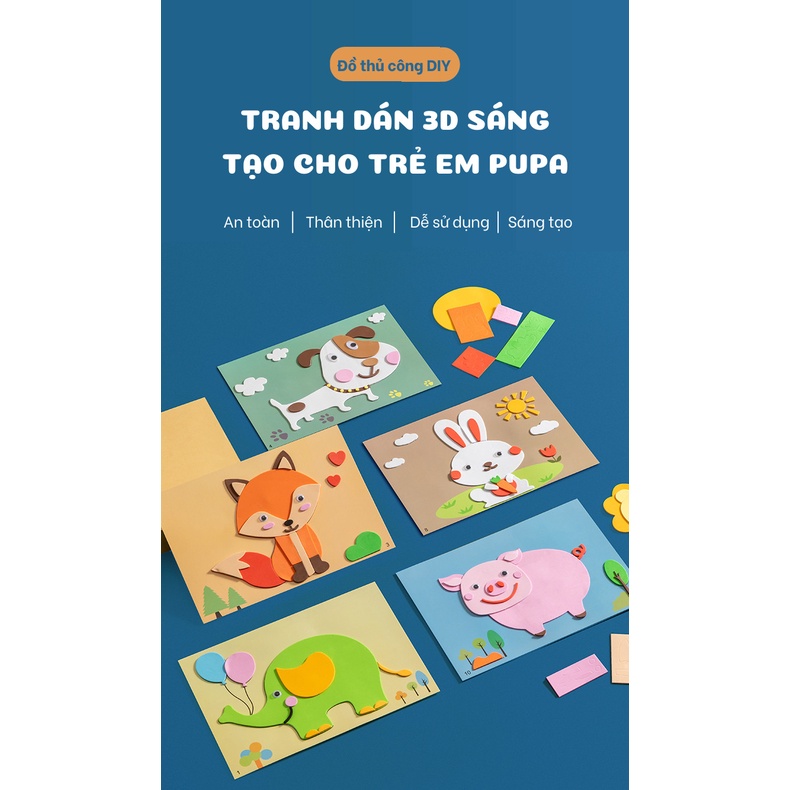 Tranh ghép hình sáng tạo DIY đồ chơi giáo dục cho trẻ, tự làm thủ công từ 3 đến 7 tuổi Pupakids