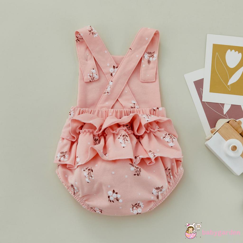 Bộ Áo Liền Quần Cổ Vuông Không Tay In Hoa Thời Trang Mùa Hè Cho Bé Gái 0-2 Tuổi