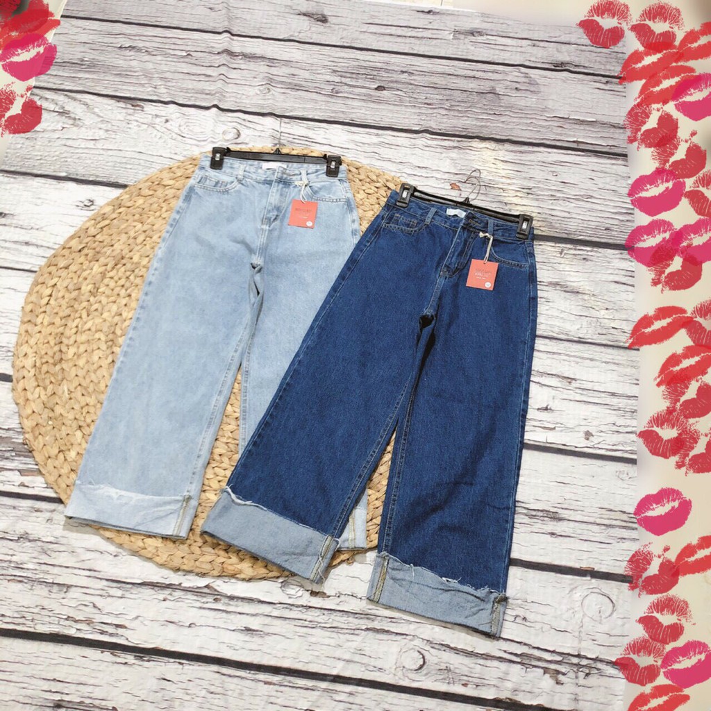 Quần baggy lật lai ống rộng xinh xinh