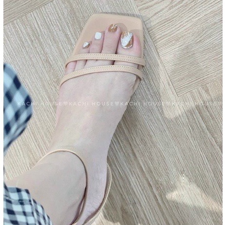 Sandal nữ cao gót 5 phân quai chéo Thiên Hương VNXK BP50C3 Giày cao gót đế vuông đẹp 4 màu trắng nâu đen kem 5p