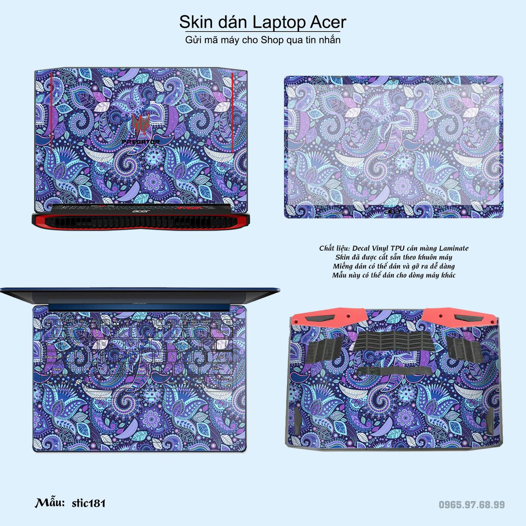 Skin dán Laptop Acer in hình Hoa văn sticker _nhiều mẫu 30 (inbox mã máy cho Shop)