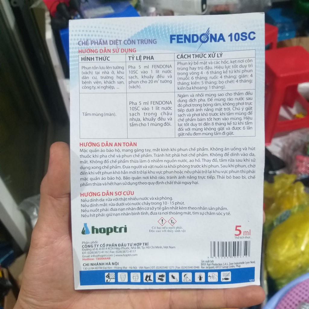 Thuốc diệt Muỗi - Kiến - Gián - Côn trùng FENDONA 10SC gói 5ml