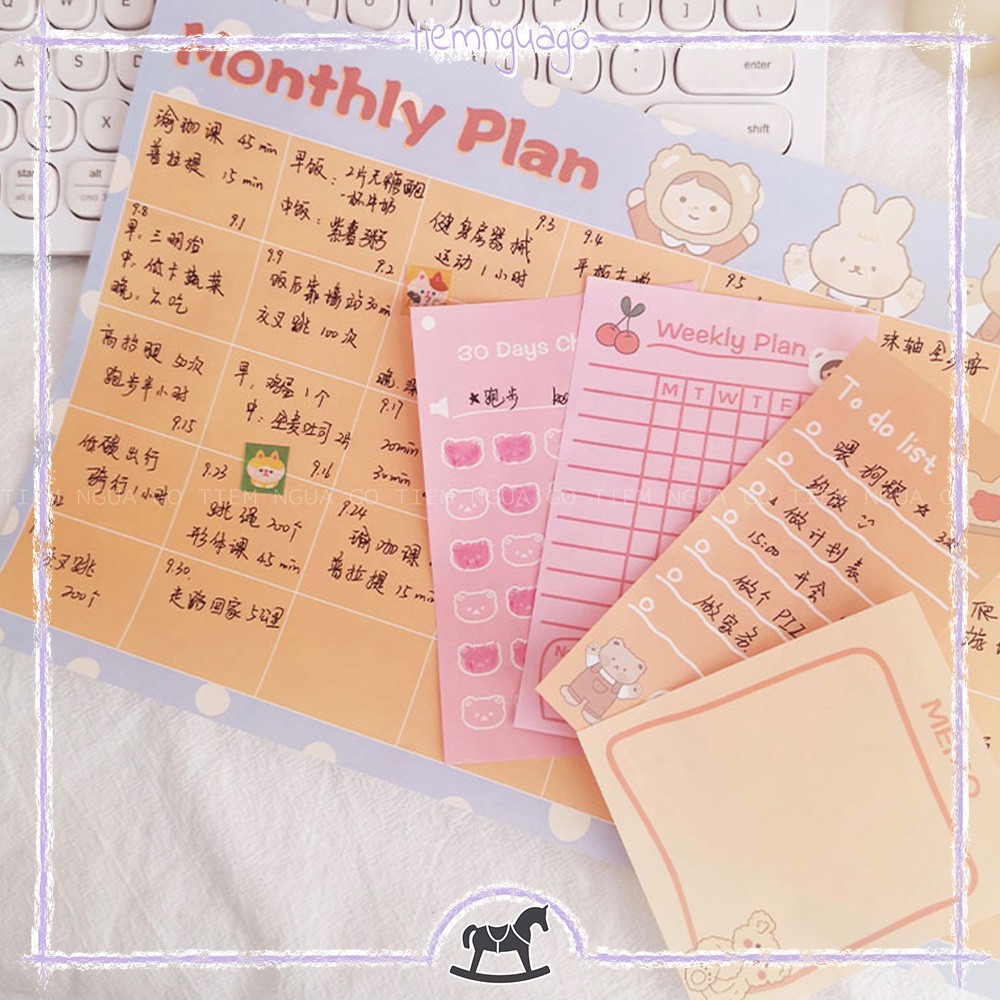 Set Ghi Chú Wall Monthly Planner Dùng Để Trang Trí, Tạo Ghi Chú, Planner, Trang Trí Tường - Tiệm Ngựa Gỗ