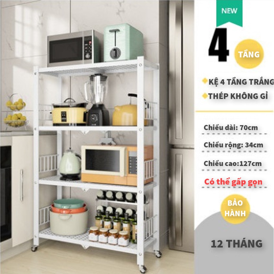 Kệ sắt để đồ đa năng gấp gọn có bánh xe, kệ gia dụng-Bảo hành 12 tháng