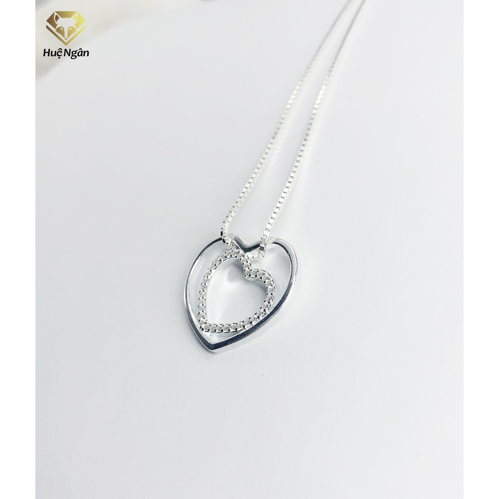 [Mã LT50 giảm 50k đơn 250k] Dây chuyền bạc Ý 925 Huệ Ngân- Trái tim trong anh PP1444