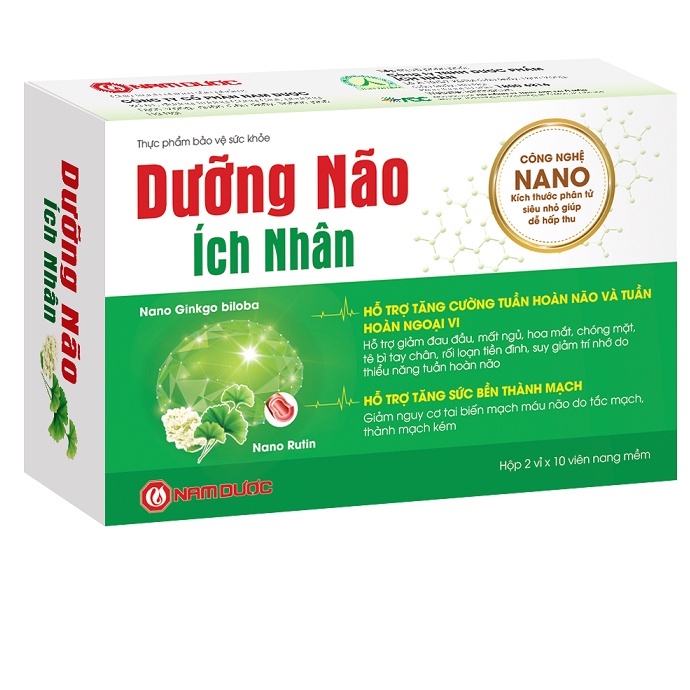 DƯỠNG NÃO ÍCH NHÂN – Hỗ trợ lưu thông máu, tăng cường tuần hoàn não, giảm đau đầu, mất ngủ (20 viên)