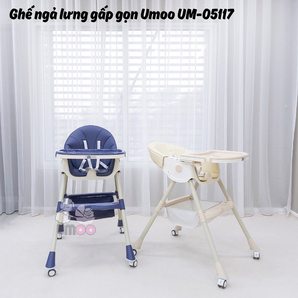 [Hàng sẵn giao ngay]. Ghế ăn ngả lưng gấp gọn có bánh UM-05117