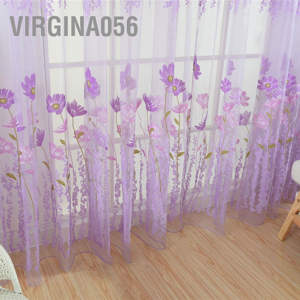 Virgina056 Polyester Floral Pattern Window Tulle Voile Curtain Bedroom Living Room Decor