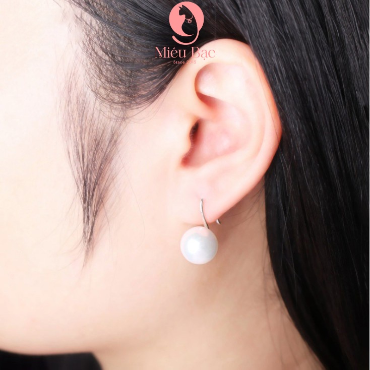 Bông tai nữ MIÊU BẠC round phong cách thời trang Ulzzang Unisex chất liệu bạc 925 phụ kiện bông tai nữ - B400261