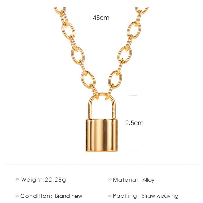 Dây Chuyền Kim Loại Mặt Ổ Khóa Đơn Giản Phong Cách Retro