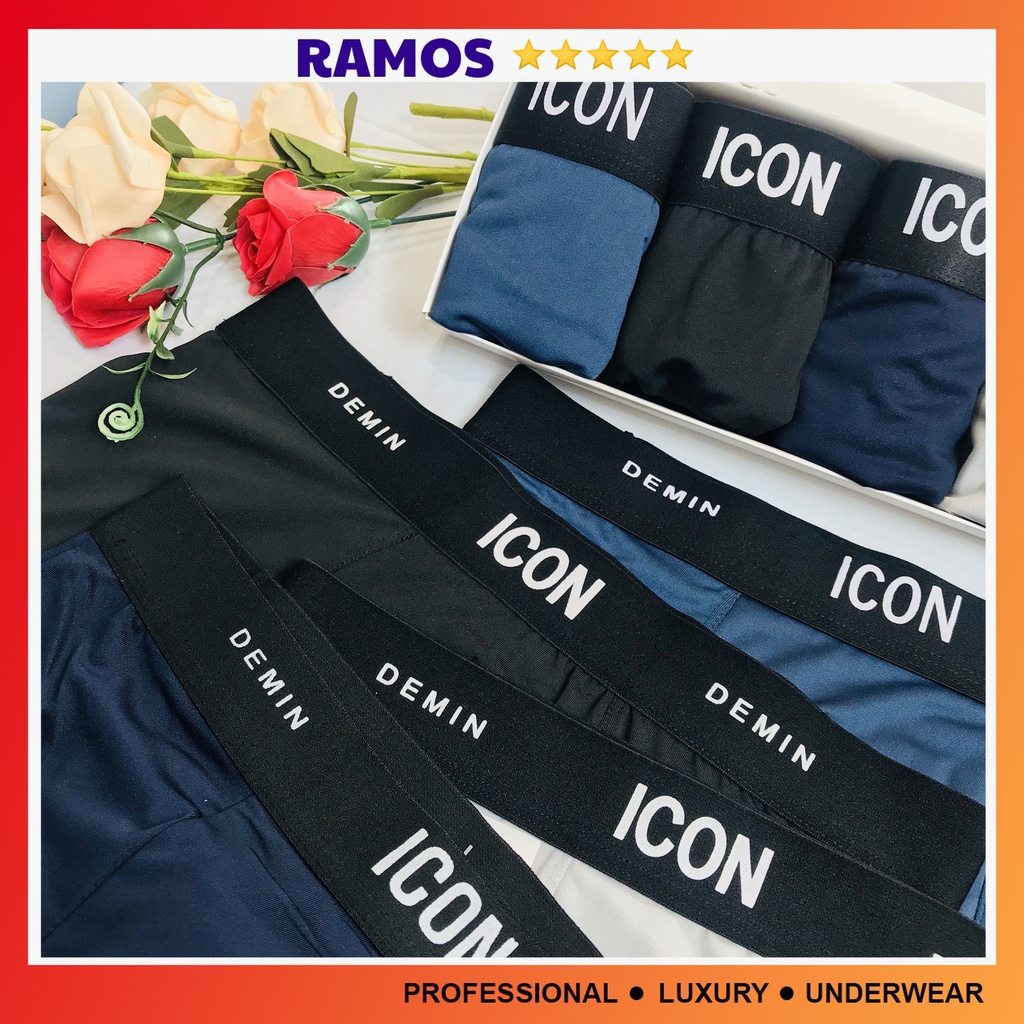 Quần lót nam boxer ICON DENIM thun lạnh - sịp đùi nam cotton co giãn 4 chiều cao cấp | Ramos Store