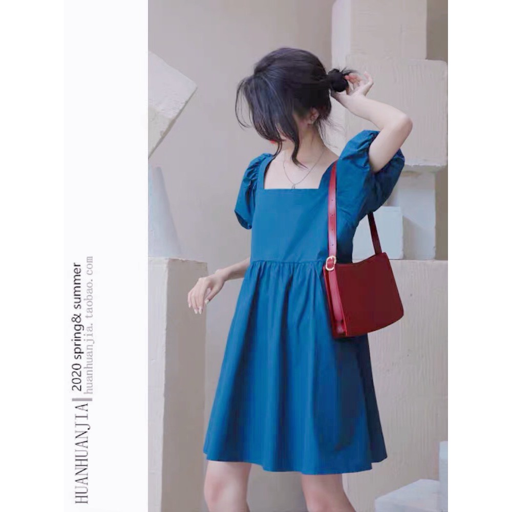 Váy xòe babydoll dáng dài, đầm xòe babydoll xanh bạn thân emmeishop E4 | BigBuy360 - bigbuy360.vn