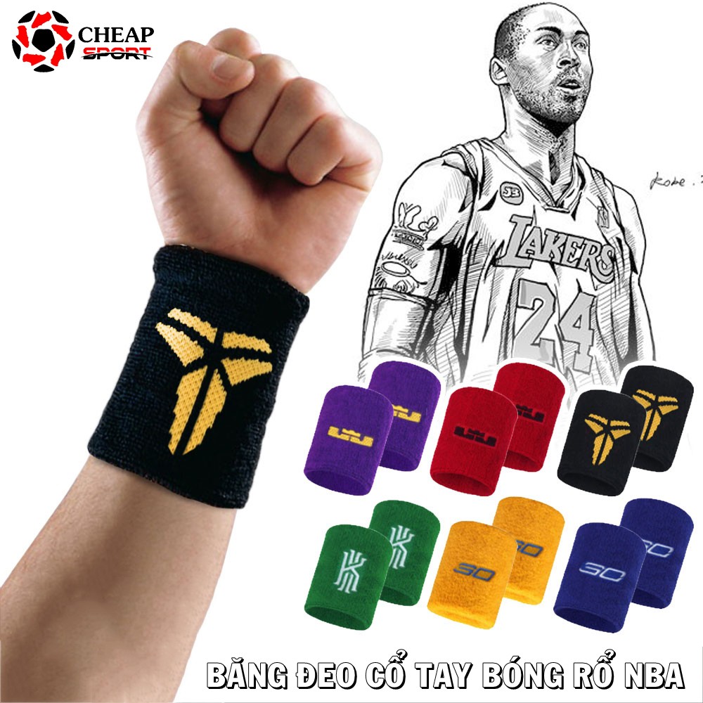 Băng Cổ Tay Bóng Rổ NBA Thấm Mồ Hôi Bảo Vệ Cổ Tay Logo Kobe, Irving, James, Hardan, Curry, Durant, Jordan, Giannis