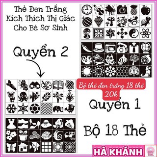 Thẻ đen trắng kích thích thị giác trẻ sơ sinh - Bộ 18 thẻ