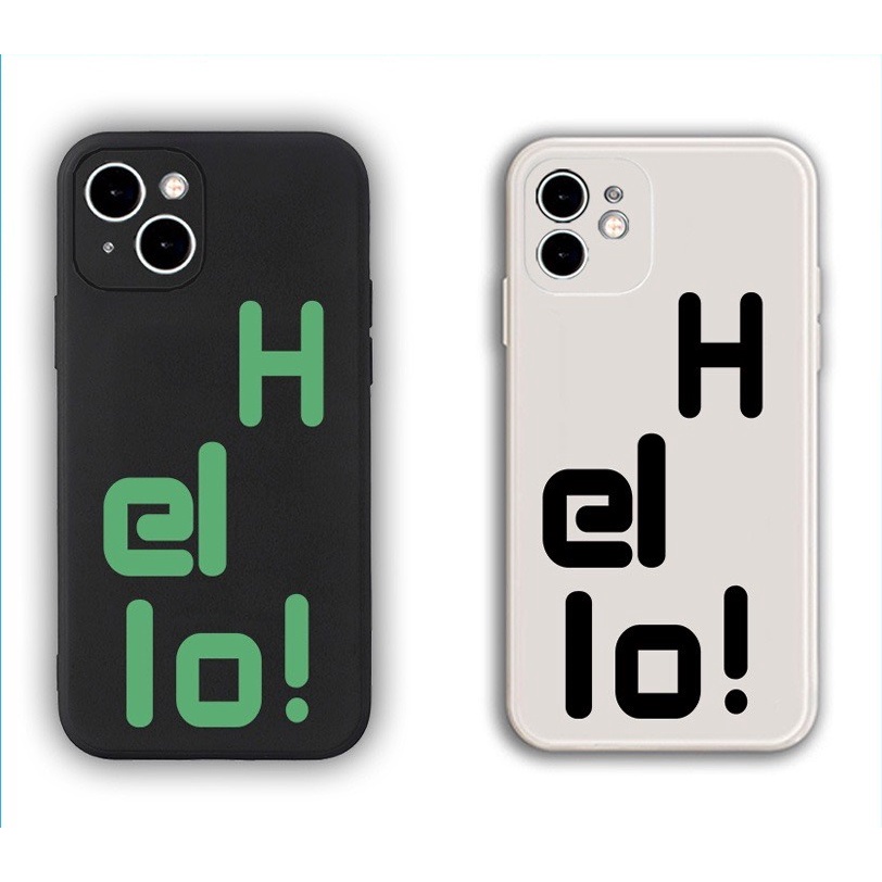 Ốp Lưng Iphone Cạnh Vuông, Bảo Vệ Camera In Hình HELLO Ip 7Plus,8Plus,x,xs,xsmax,11,11promax,12,12promax,13,13promax