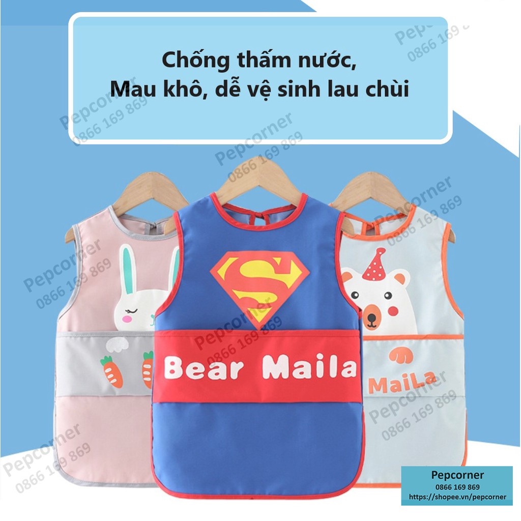 (BẢN NÂNG CẤP) Áo yếm ăn dặm mùa hè bền đẹp có máng hứng siêu chống thấm