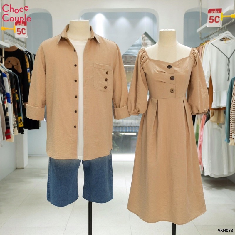 Váy sơmi đôi màu beige dịu dàng