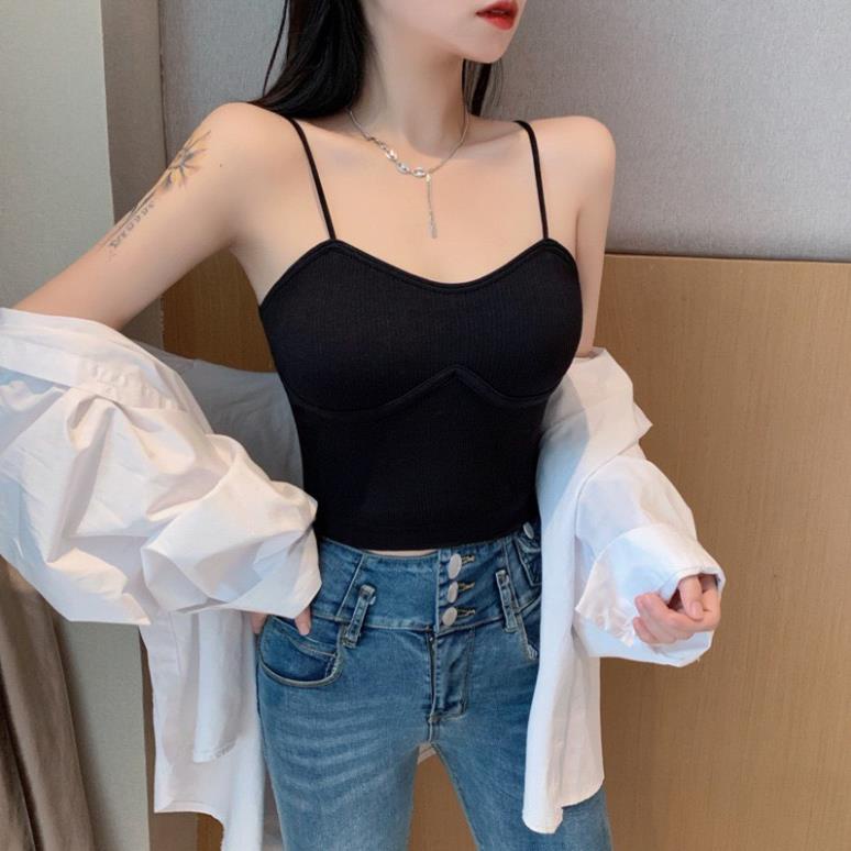 [Giá sỉ] Áo Bra Nữ Dáng Lửng Gân Tăm Khoét Ngực Tông Màu Tây Tôn Dáng Hot Hit 1830