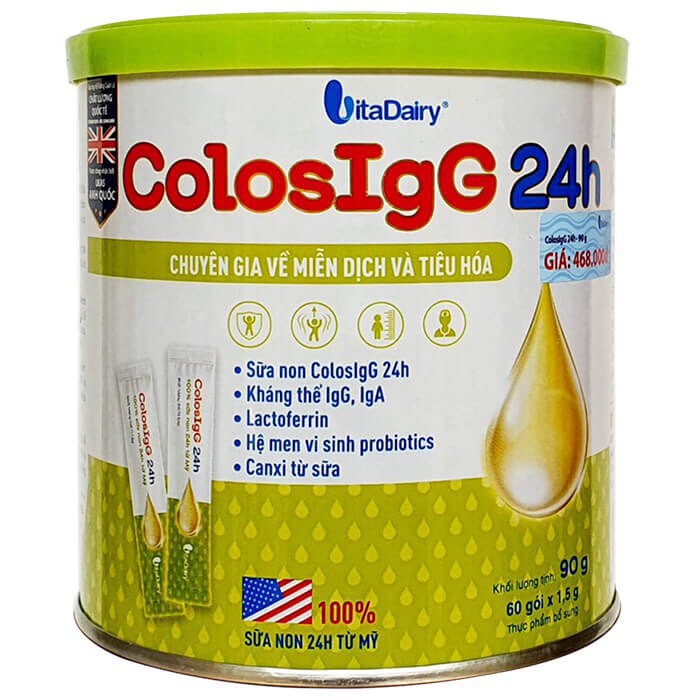 Sữa non Colos IgG 24h 90gr - Hộp 60 gói [Date 2023]