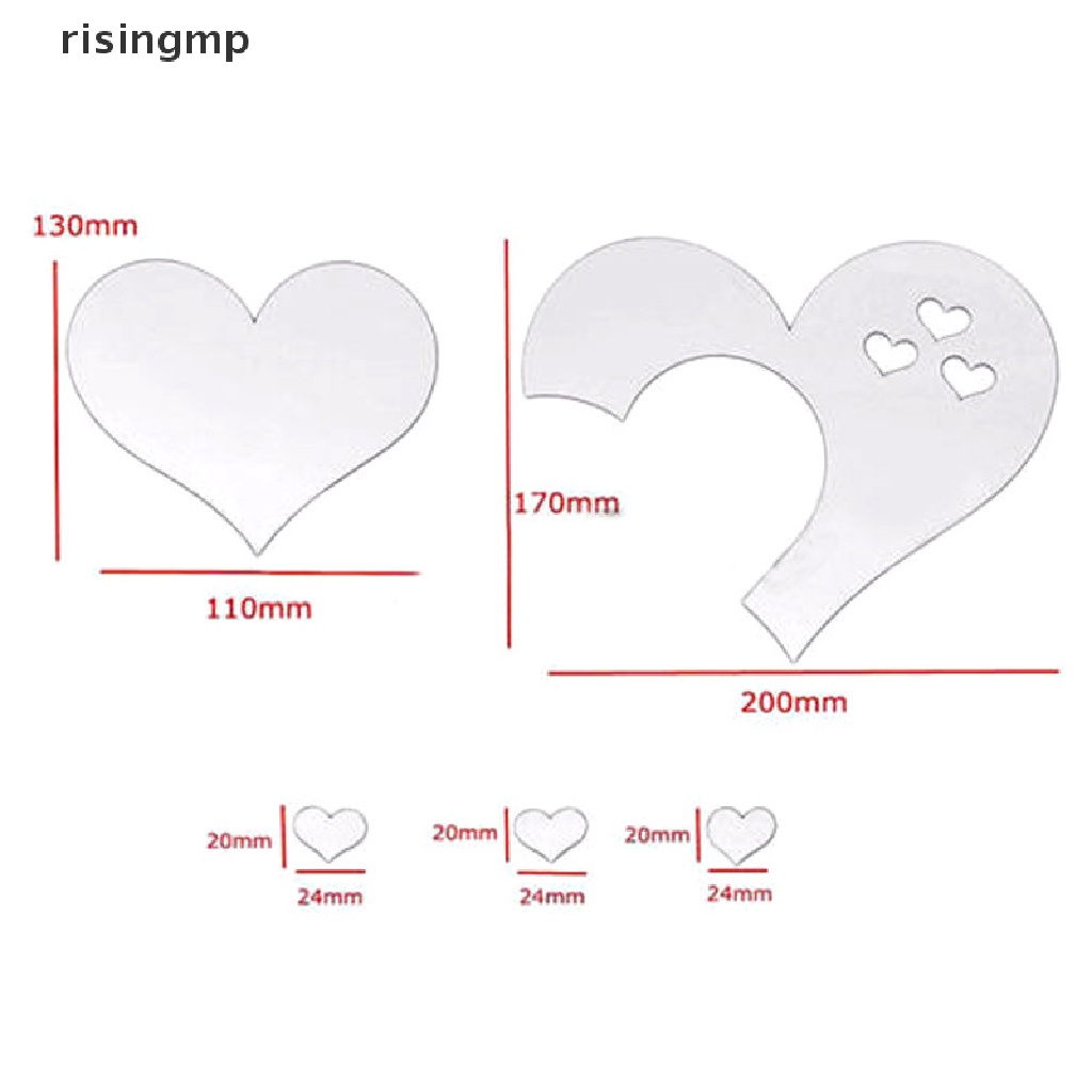 Gương Dán Tường Acrylic Hình Trái Tim 3D Sáng Tạo Trang Trí Nhà Cửa DIY ♨Trên đó