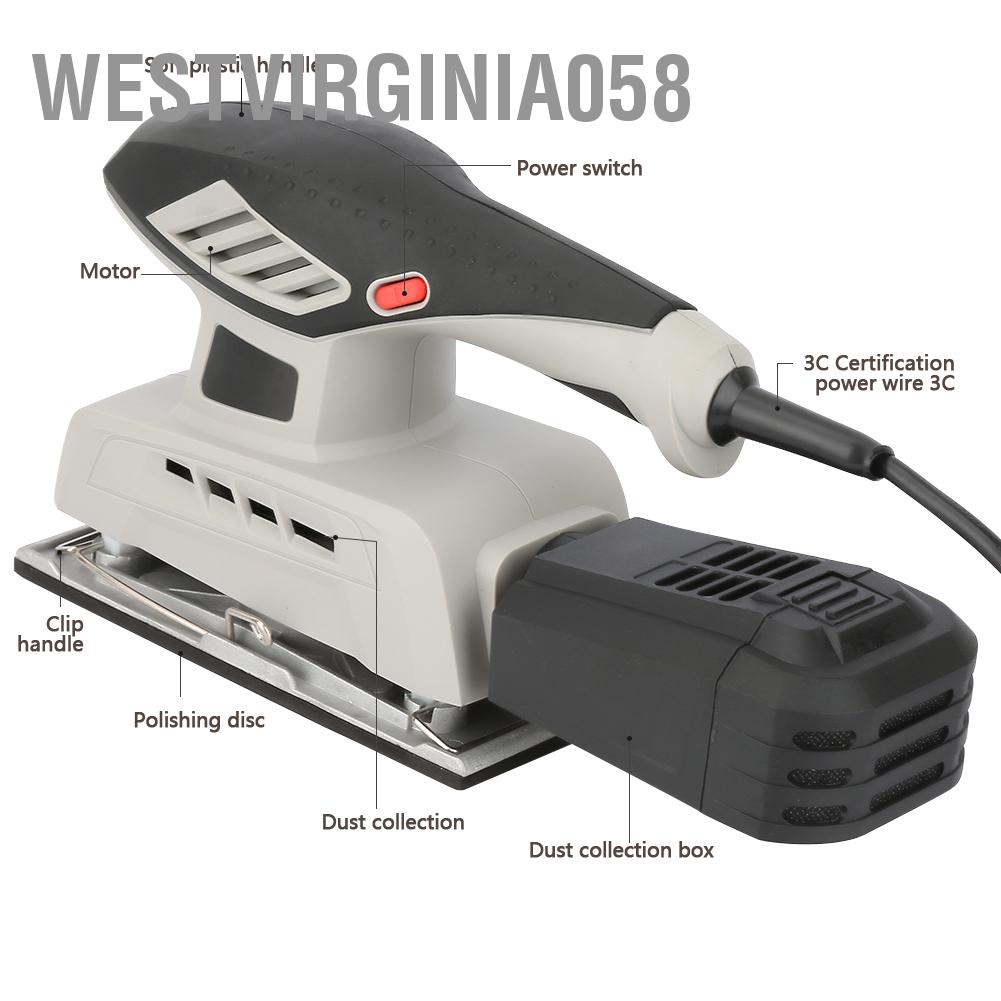 Có thể bán buôn Máy chà nhám điện vuông đánh bóng tường 220V 200W với hộp đựng bụi EU phích cắm Westvirginia058 Hàng giao ngay