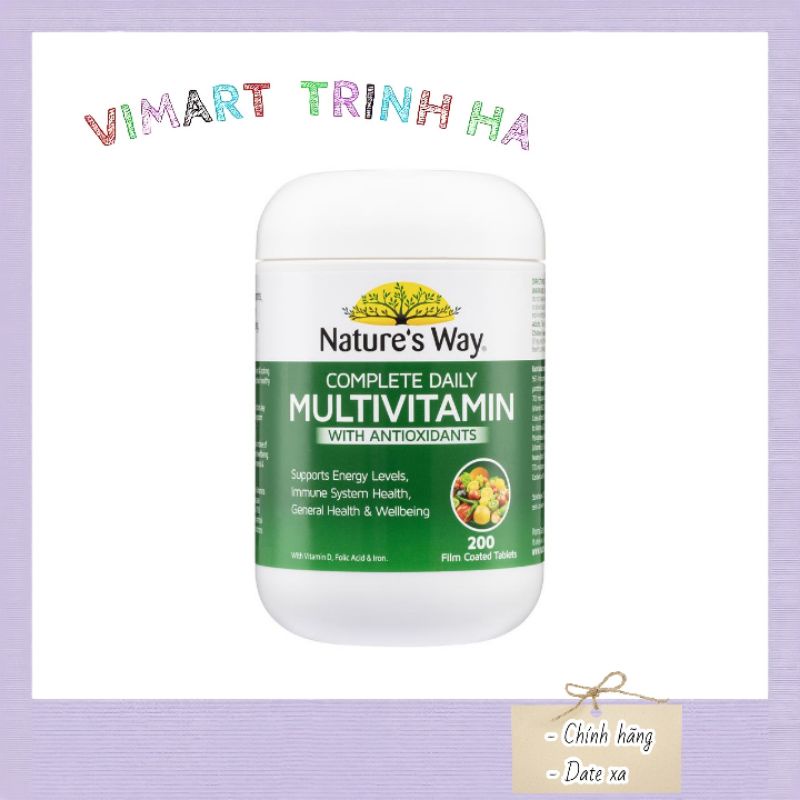 Viên uống vitamin tảo biển Nature's way Multivitamin with antioxidant Úc hộp 200 viên