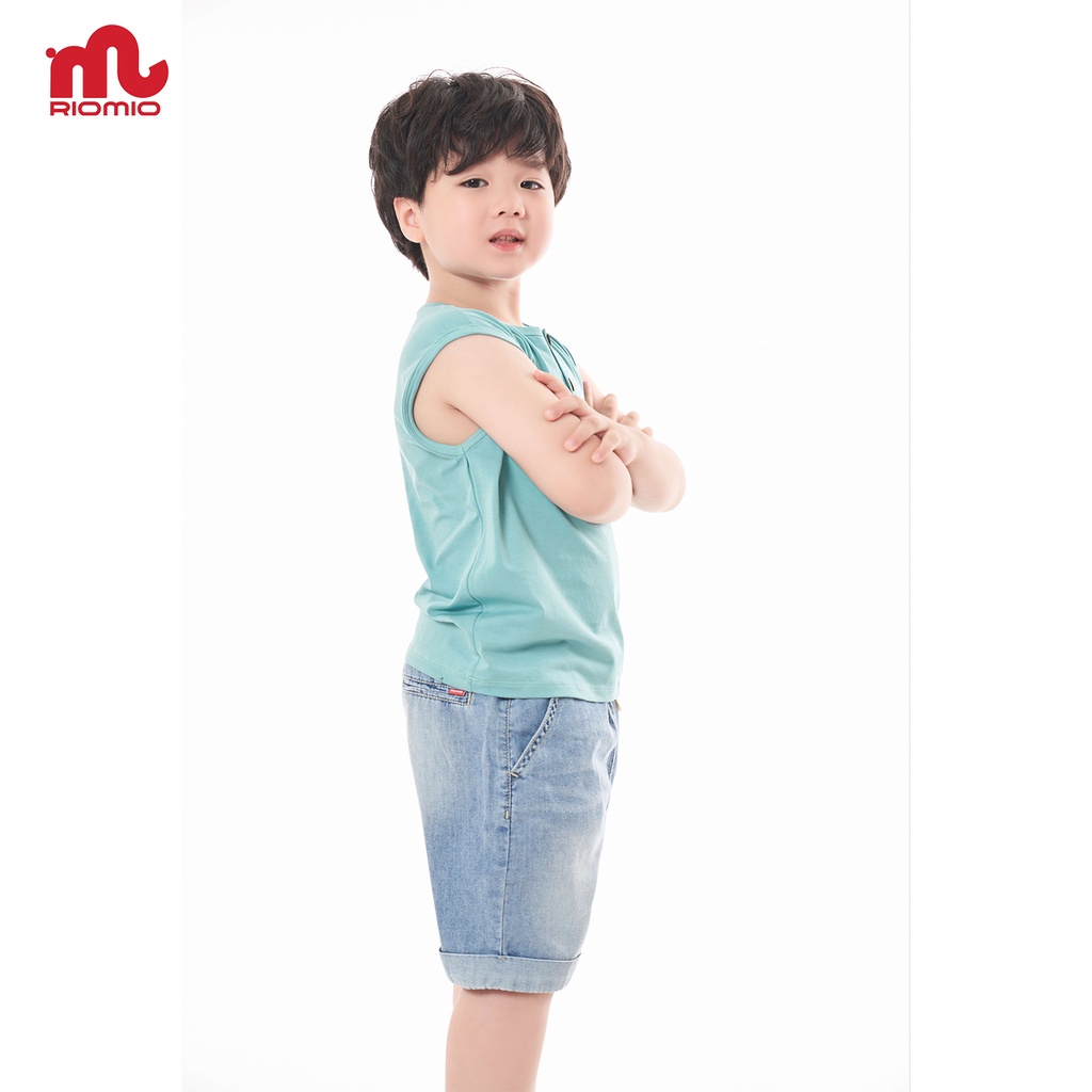 Áo thun bé trai sát nách 3-11 tuổi (15-40kg) RIOMIO cotton 4 chiều phối cúc ngực phong cách Hàn Quốc - RA230