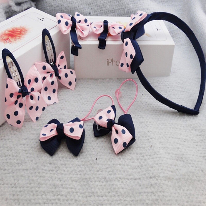 ღ♛ღ7Pcs/set Cute Kids Girl Baby Toddler Bow Barrette Hair Band Accessories Headwear