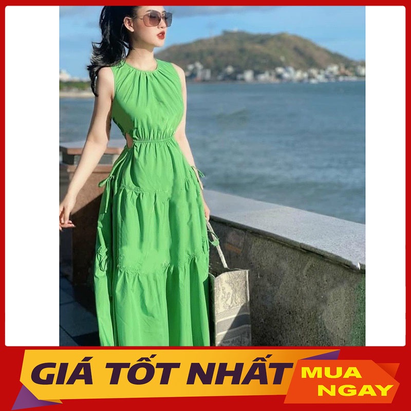 Đầm Thô Sát Nách Rút Khoét Eo Dáng Maxi Hàng Quảng Châu M5867