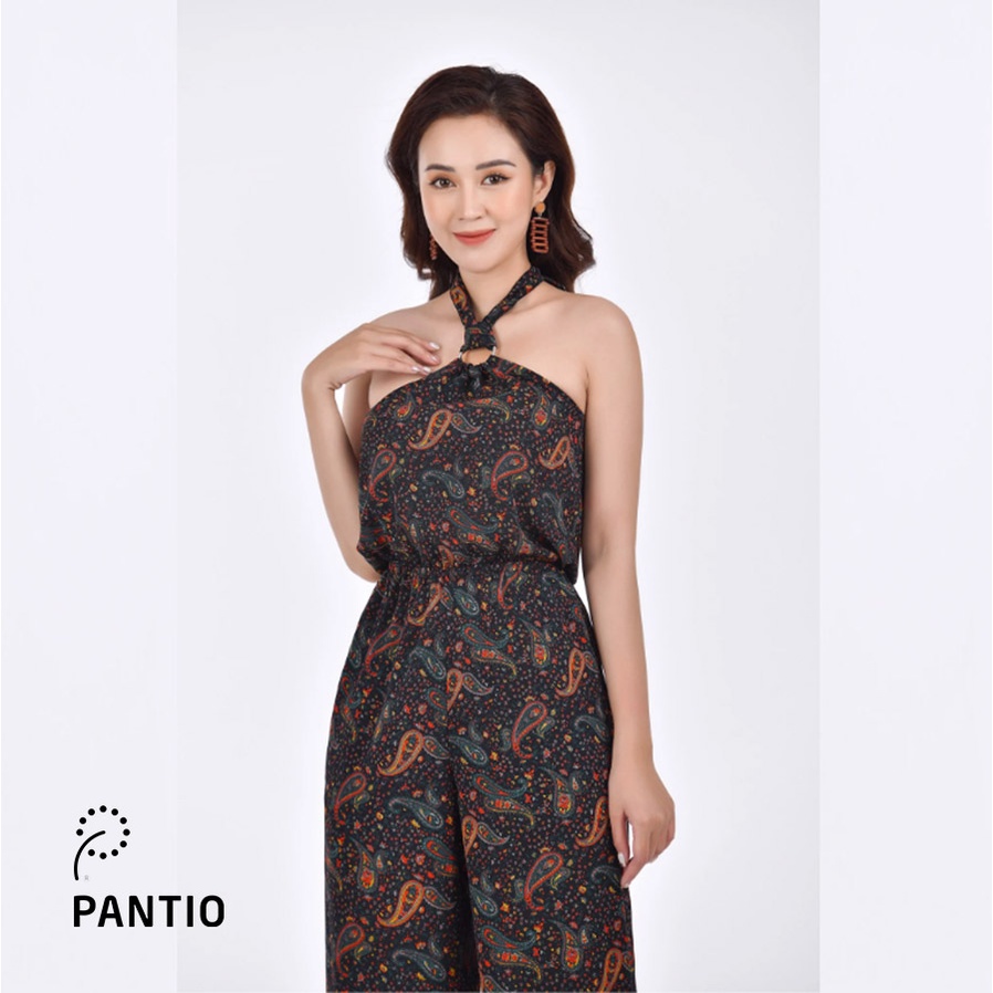 FJS3114 - Jumpsuit hở vai ống suông hoạ tiết độc đáo - PANTIO