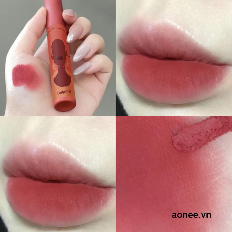 ✨✨Son kem lì Cappuvini, son nội địa 6 màu mềm, mịn mượt, chất son lâu trôi cực dễ thương